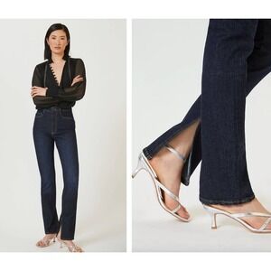 Anthropologie PILCRO Dark Wash Split Hem High Rise Straight‎ Leg Jeans Size 12